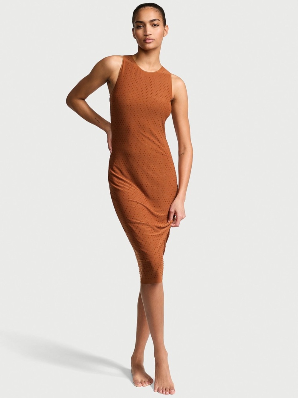 Victoria’s Secret Mesh Diamanté Midi Dress XL Apple Cinnamon Cover-Up